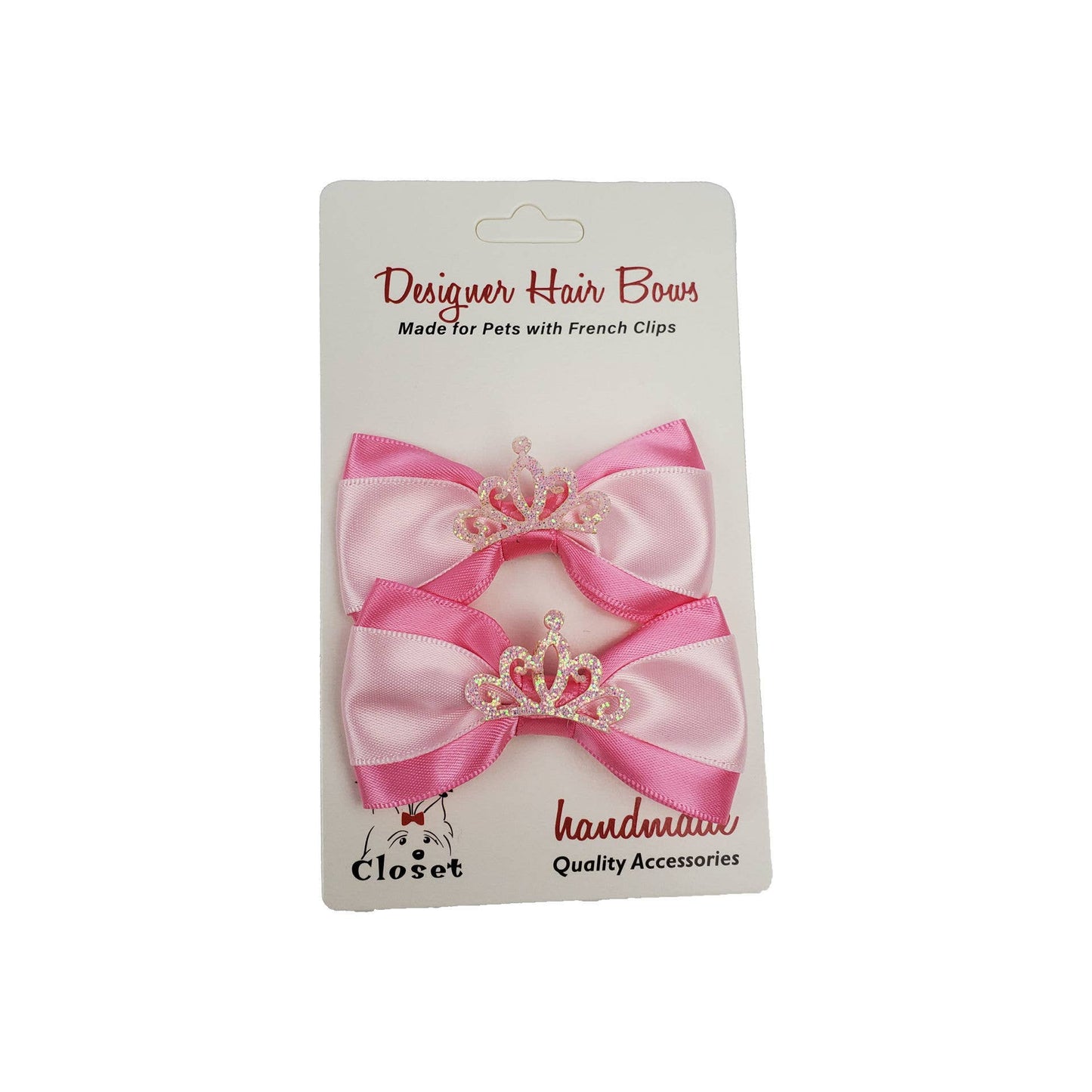 Pink & White with Tiara Hair Bows