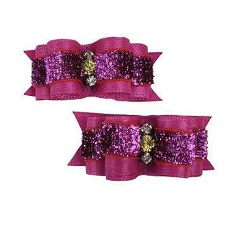 Pink Glitter Hair Bows