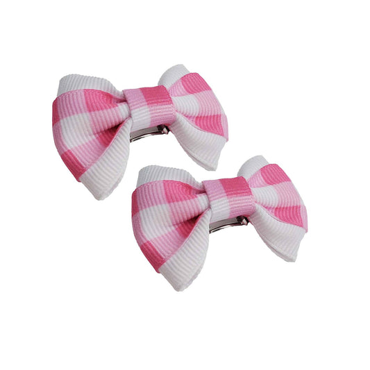 Pink Gingham Hair Bows
