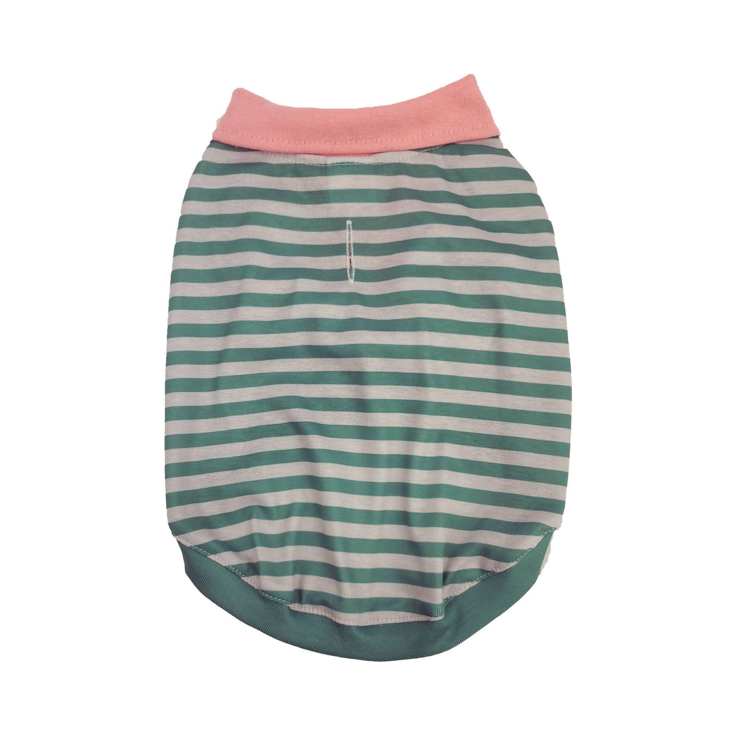Green Stripe with Pink Collar Polo