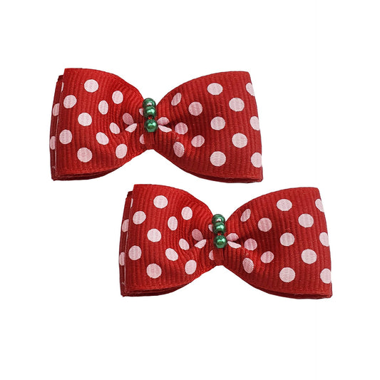Red And White Dots Hair Bows