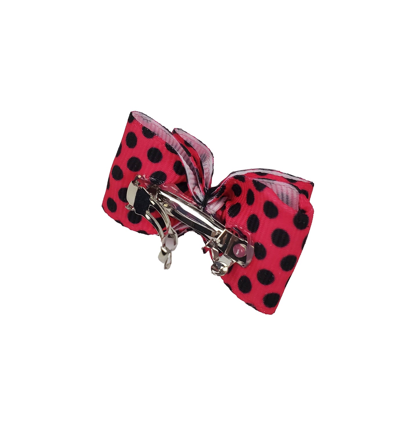 Black Polka Dots on Hot Pink Hair Bows