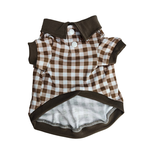 Brown Check Dog Polo