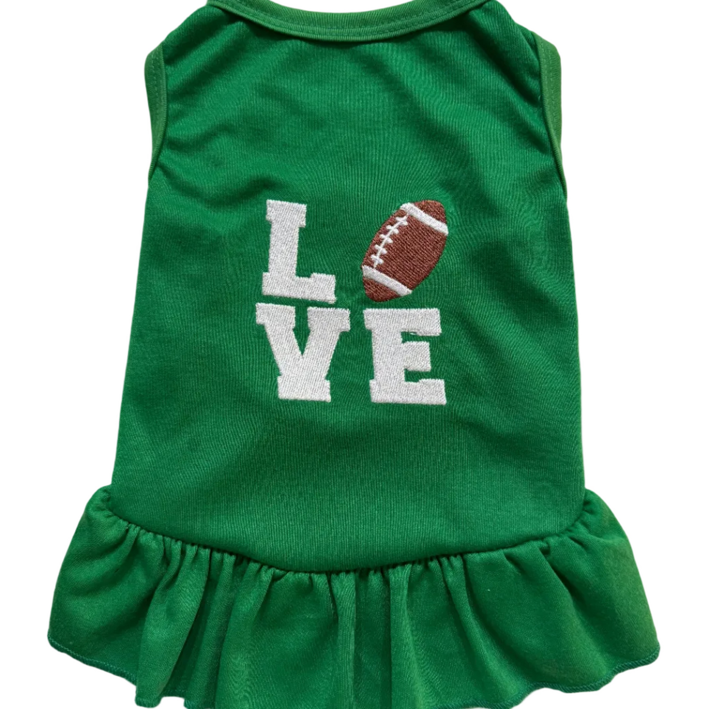 Love Football Green Embroidered Dress