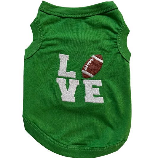 Love Football Green Embroidered Top