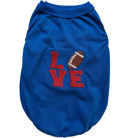 Love Football Blue Embroidered Top