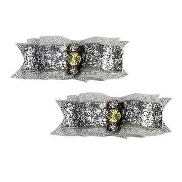 Silver Glitter Hair Bow