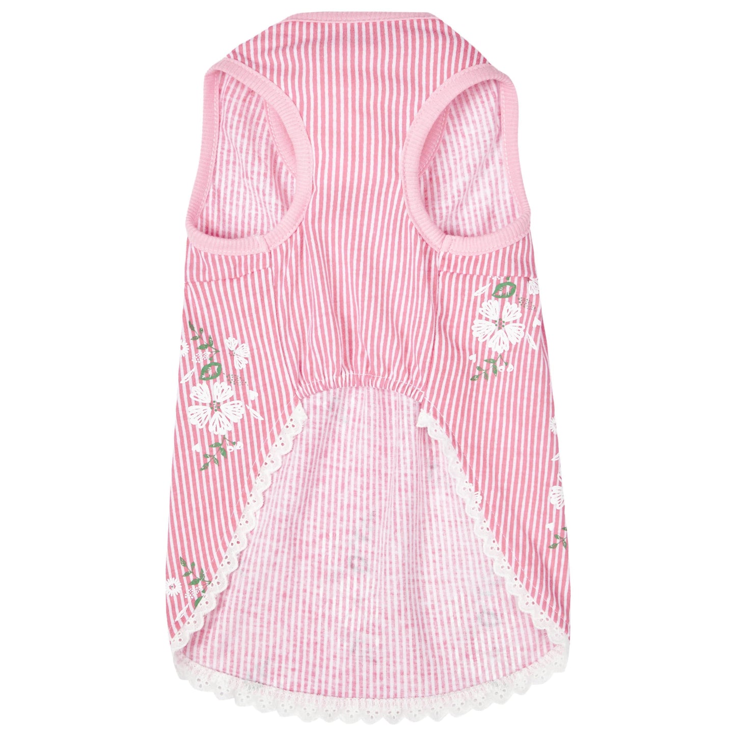 Wonderland Floral Dog Dress in Pink Stripe