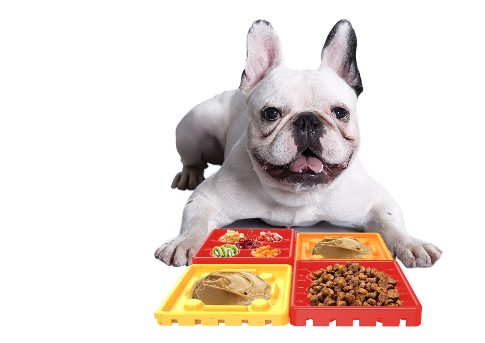 4 Piece Dog Lick Mat and Feeding Bowl w/ Interlocking Pieces