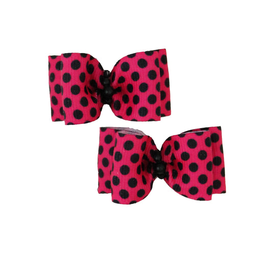 Black Polka Dots on Hot Pink Hair Bows