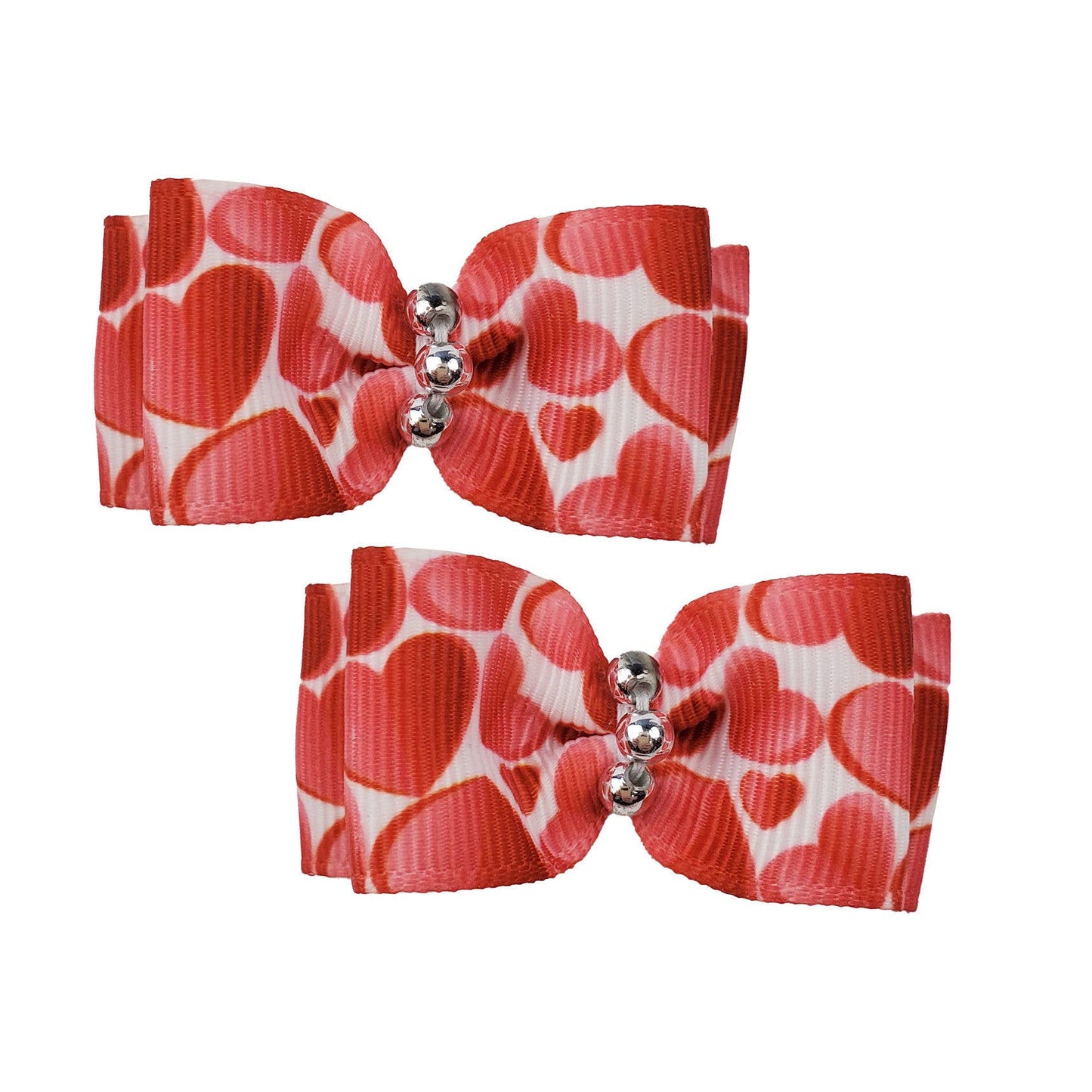 Red Hearts Hair Bows